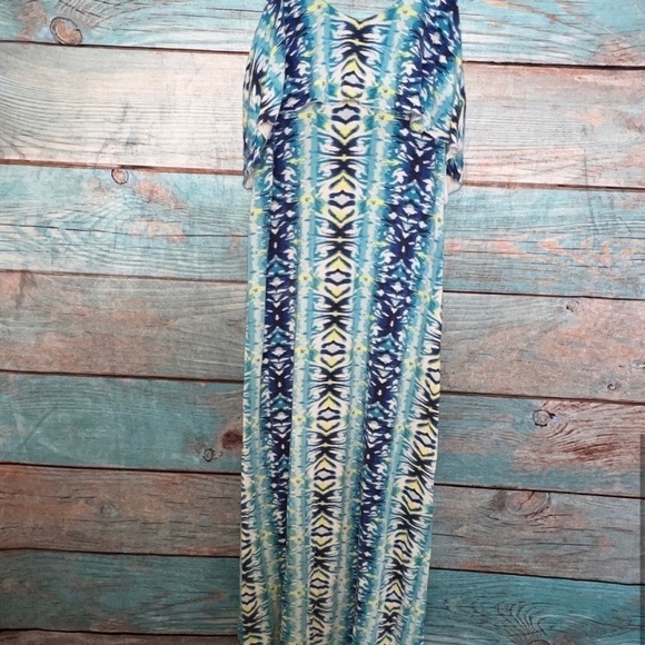 Tart Overlay Maxi Dress M Tie Dye Blue Long Stretchy Spaghetti Strap Open Back - Picture 5 of 10